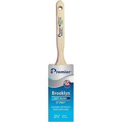 Premier Paint Roller - 2-1/2" Tapered Polyester Sash Brush - 2-15/16" Bristle Length, 7-1/2" Wood Sash Handle - Caliber Tooling