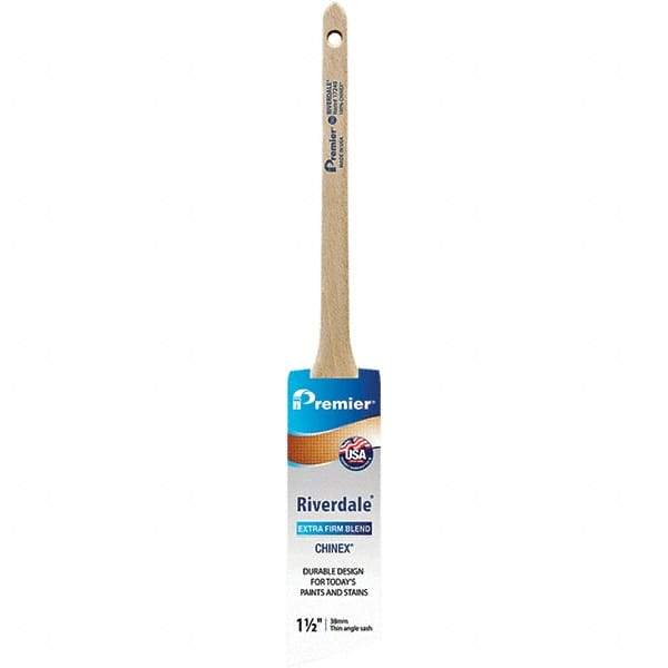 Premier Paint Roller - 1-1/2" Tapered Nylon Trim Brush - 2-3/16" Bristle Length, 7" Wood Sash Handle - Caliber Tooling