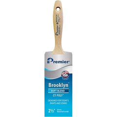 Premier Paint Roller - 2-1/2" Tapered Polyester Varnish Brush - 2-15/16" Bristle Length, 5-1/2" Wood Beavertail Handle - Caliber Tooling