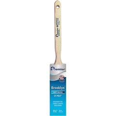 Premier Paint Roller - 1-1/2" Tapered Polyester Sash Brush - 2-7/16" Bristle Length, 7" Wood Sash Handle - Caliber Tooling