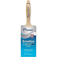 Premier Paint Roller - 3" Tapered Polyester Varnish Brush - 3-3/16" Bristle Length, 5-3/4" Wood Beavertail Handle - Caliber Tooling