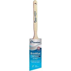 Premier Paint Roller - 2" Tapered Polyester Angular Brush - 2-11/16" Bristle Length, 7" Wood Sash Handle - Caliber Tooling