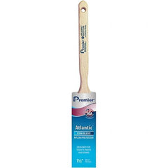 Premier Paint Roller - 1-1/2" Tapered Nylon/Polyester Sash Brush - 2-7/16" Bristle Length, 7" Wood Sash Handle - Caliber Tooling