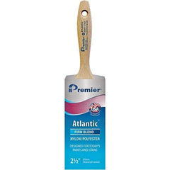 Premier Paint Roller - 2-1/2" Tapered Nylon/Polyester Varnish Brush - 2-15/16" Bristle Length, 5-1/2" Wood Beavertail Handle - Caliber Tooling