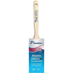 Premier Paint Roller - 2-1/2" Tapered Nylon/Polyester Sash Brush - 2-15/16" Bristle Length, 7-1/2" Wood Sash Handle - Caliber Tooling