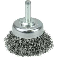 1 3/4″ Crimped Wire Utility Cup Brush, .0118″ Steel Fill, 1/4″ Stem - Caliber Tooling