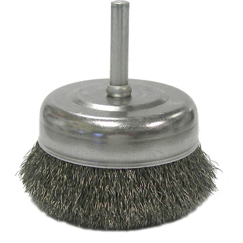 2-1/2″ Crimped Wire Utility Cup Brush, .008″ Steel Fill, 1/4″ Stem - Caliber Tooling