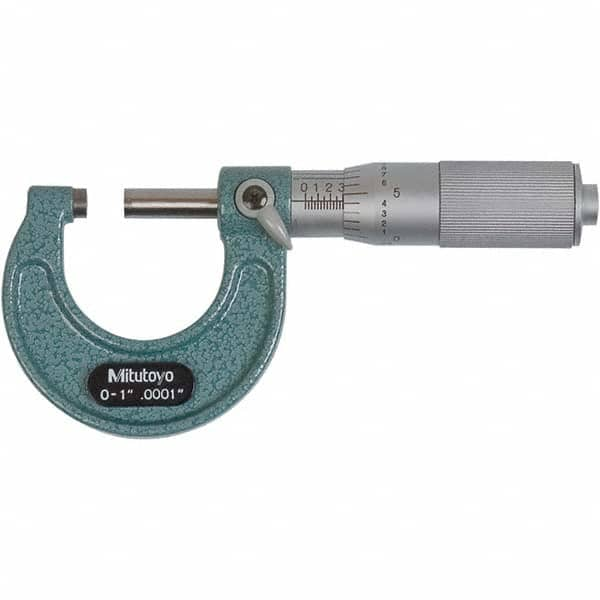 Mitutoyo - Mechanical Outside Micrometers Minimum Measurement (Decimal Inch): 0.0000 Maximum Measurement (Decimal Inch): 1.0000 - Caliber Tooling