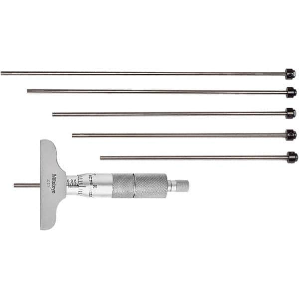 Mitutoyo - Mechanical Depth Micrometers Minimum Measurement (Decimal Inch): 0 Maximum Measurement (Decimal Inch): 6.00 - Caliber Tooling