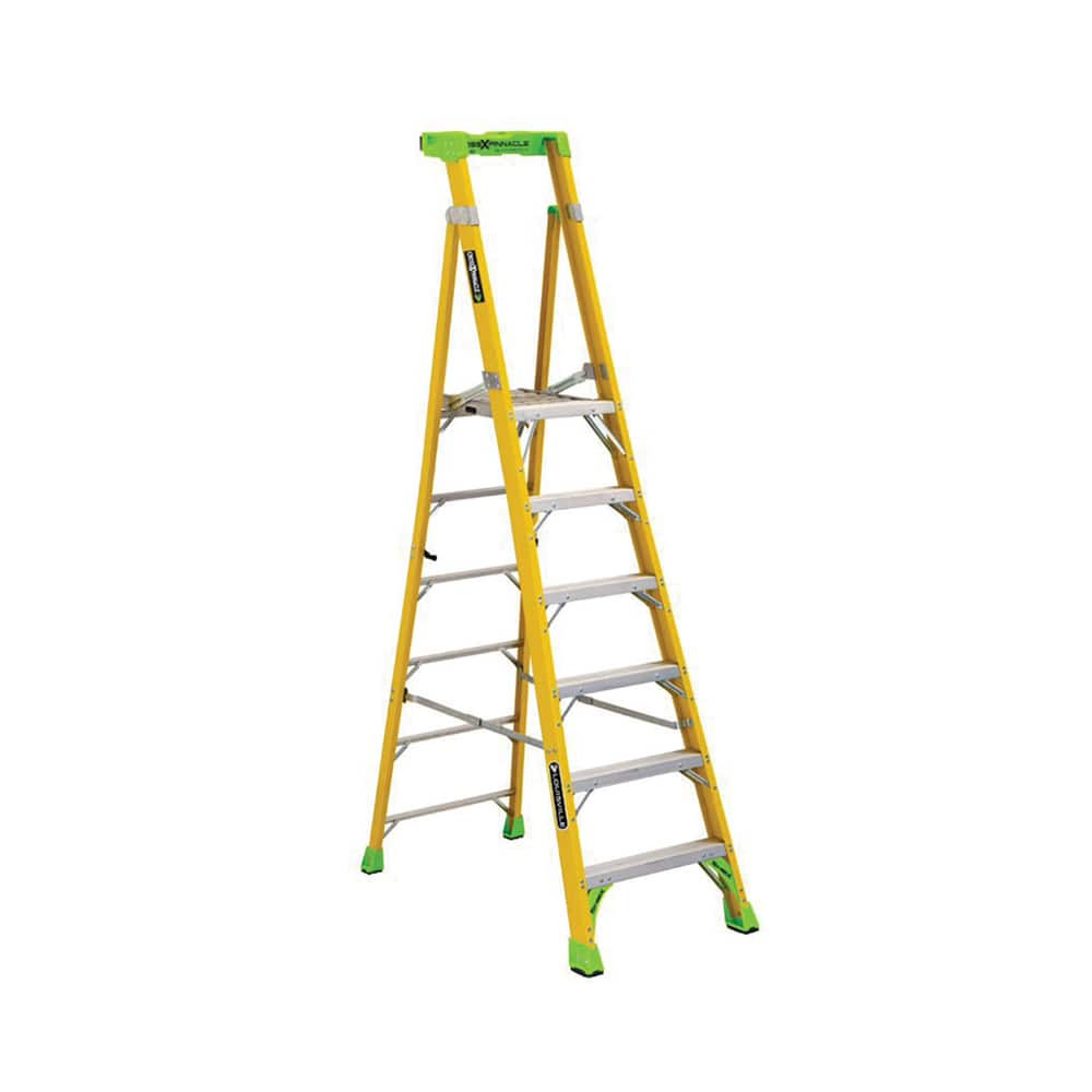 Louisville - Rolling & Wall Mounted Ladders & Platforms; Type: Aluminum ; Style: Combo Straight & Platform Ladder ; Number of Steps / Rungs: 6 ; Height (Inch): 36 ; Load Capacity (Lb.): 375.000 ; Base Width (Inch): 28-1/2 - Exact Industrial Supply