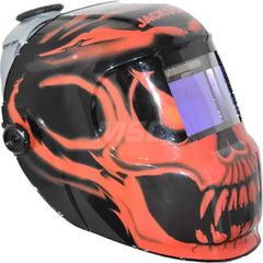 Welding Helmet: Black & Red, Nylon, Shade 9 to 13