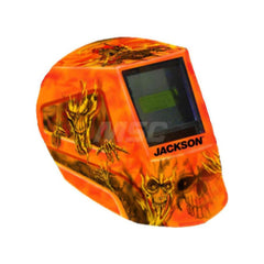 Welding Helmet: Orange Yellow & Red, Nylon, Shade 5 to 9 & 9 to 13