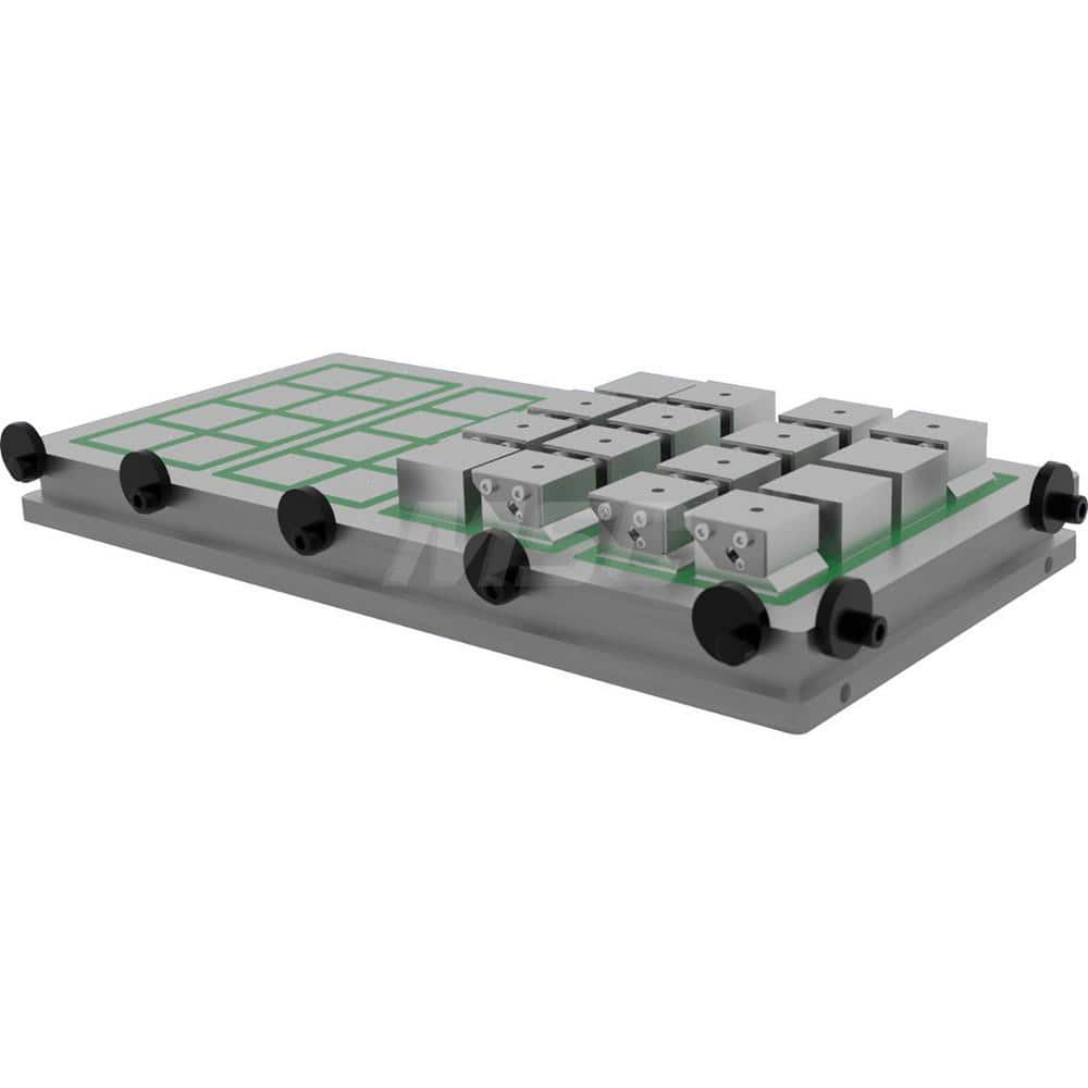 Electro-Permanent Magnetic Chucks; Shape: Rectangle; Length (Inch): 40; Width/Diameter (Inch): 16; Height (Inch): 2; Number of Poles: 72; Magnet Pole Type: Square; Pole Alignment: 2″ x 2″; Operating Frequency (Hz): 50/60; Clamping Force: 170 N/sq. cm