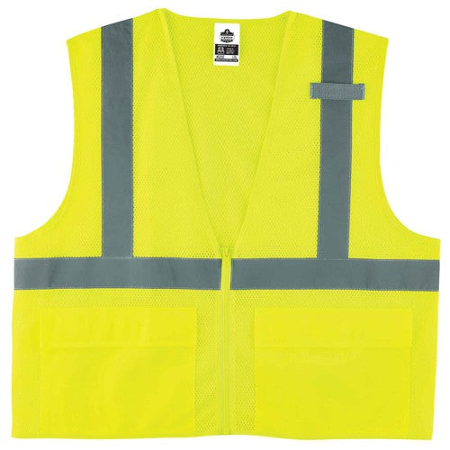 8220Z Standard Vest Lime 2X3X Zipper Glowear - Caliber Tooling