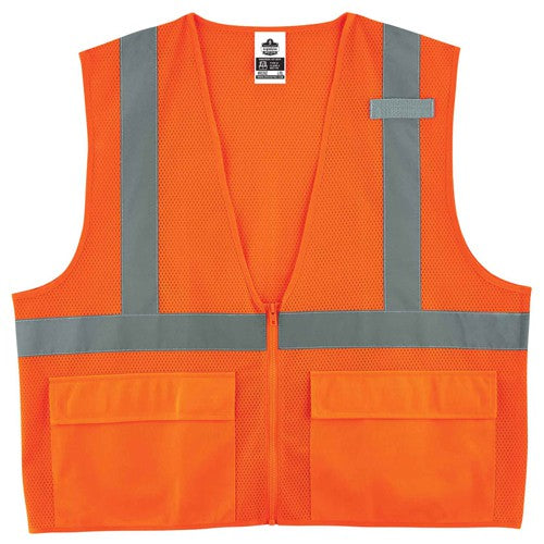 8220Z Standard Vest Orange L/ XL Zipper Glowear - Caliber Tooling