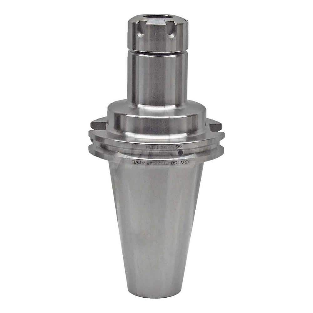 Collet Chuck: ER Collet, CAT Taper Shank 4″ Projection, 0.0001″ TIR, Balanced to 25,000 RPM, Through Coolant