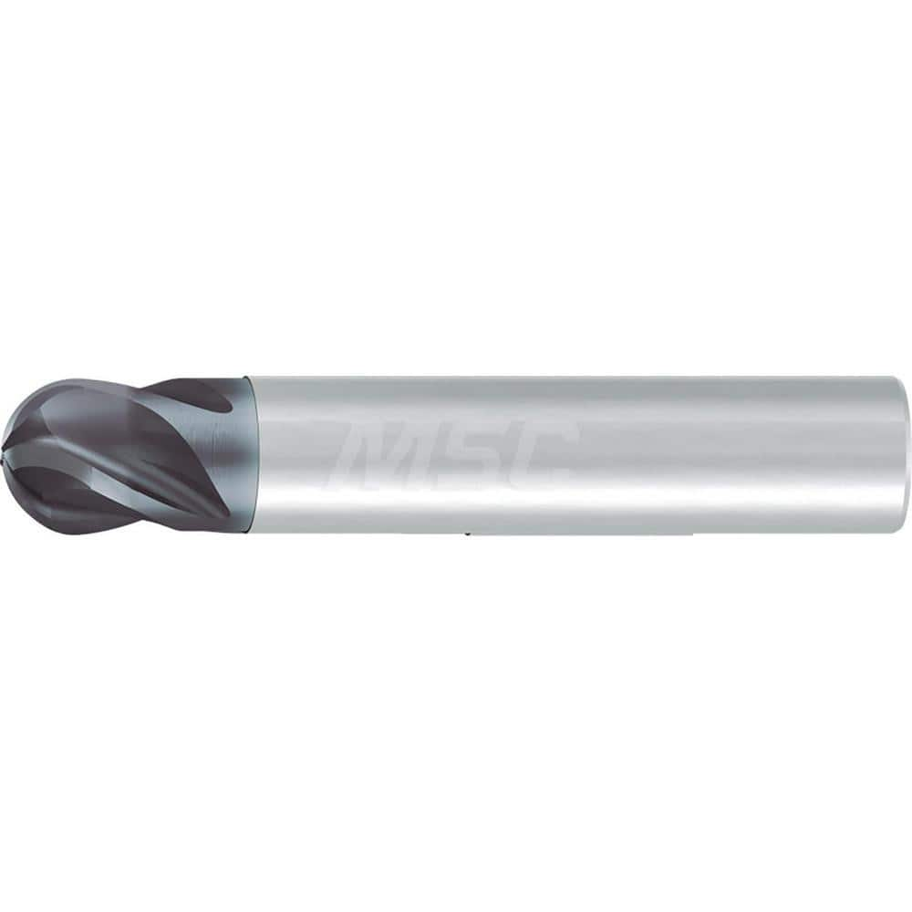 Ball End Mill: 0.25″ Dia, 4 Flute, Solid Carbide 2″ OAL, 1/4″ Shank Dia, 35 & 38 ° Helix, AlCr Coated, Single End, Series 2919L