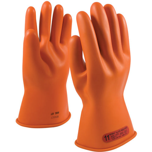 ‎147-0-11/8 - Novax - Natural Rubber Insulating Glove - Class 0 - 11″ - Orange - Straight Cuff - Exact Industrial Supply