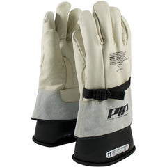 ‎148-4000/9 Leather Gloves - Leather Protector - Grain Cowhide - Class 1-2 - 12 In. - Gauntlet Cuff - Exact Industrial Supply