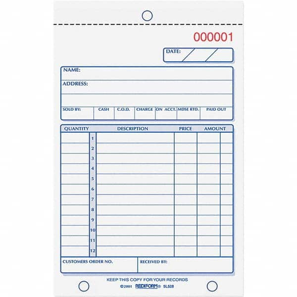 REDIFORM - Note Pads, Writing Pads & Notebooks Writing Pads & Notebook Type: Sales Order Book Size: 4-1/4 x 6-3/8 - Caliber Tooling