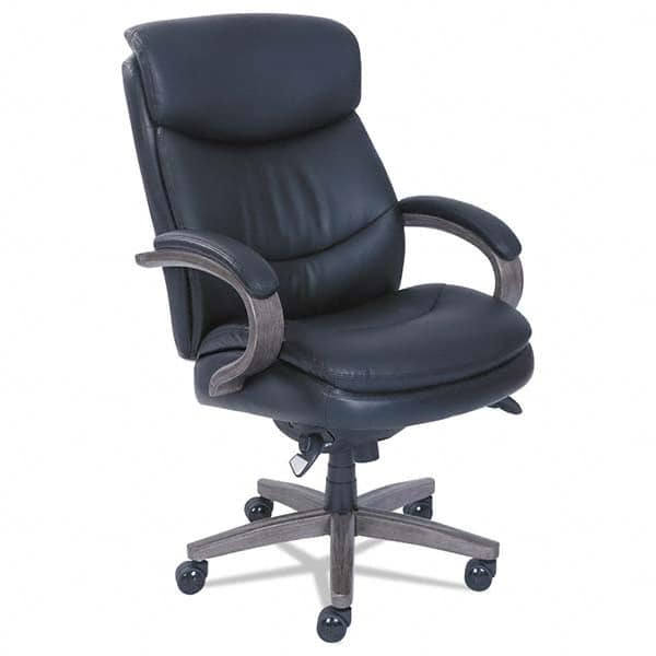 Task Chair: Bonded Leather, Black 27″ Wide x 32″ Deep, Bonded Leather Seat, Black