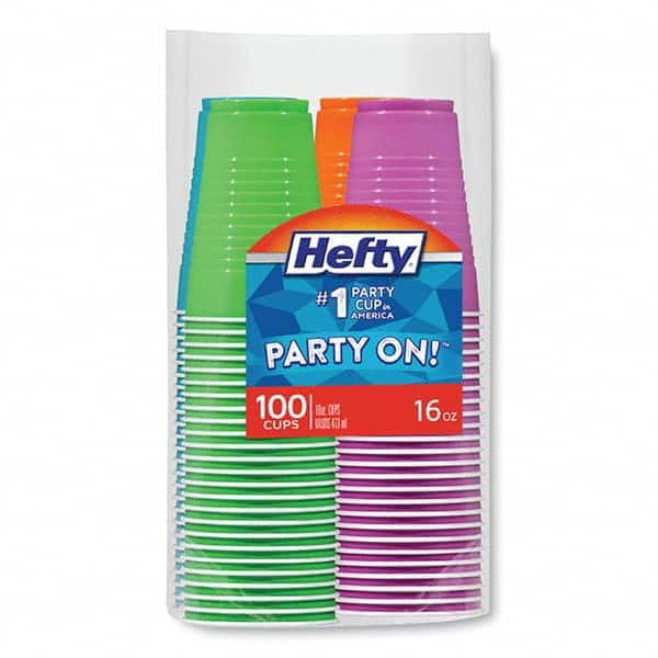 Hefty - Easy Grip Disposable Plastic Party Cups, 16 oz, Assorted, 100/Pack, 4Pk/Carton - Caliber Tooling