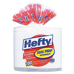 Hefty - Soak Proof Tableware, Foam Plates, 8 7/8" Diam, 100/Pack - Caliber Tooling