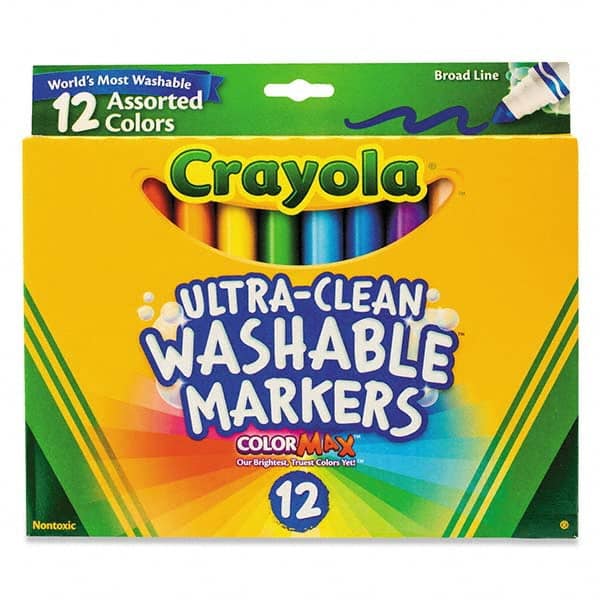 Crayola - Markers & Paintsticks Type: Washable Marker Color: Black; Blue; Blue Lagoon; Brown; Gray; Pink; Green; Orange; Red; Sandy Tan; Violet; Yellow - Caliber Tooling