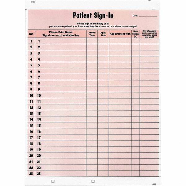 Tabbies - Note Pads, Writing Pads & Notebooks Writing Pads & Notebook Type: Sign-In Label Form Size: 8-1/2 x 11-5/8 - Caliber Tooling