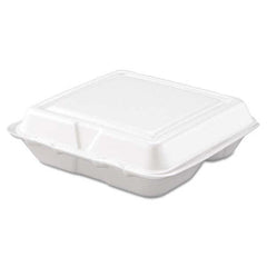 DART - Carryout Food Container, Foam, 3-Comp, White, 8 x 7 1/2 x 2 3/10, 200/Carton - Caliber Tooling