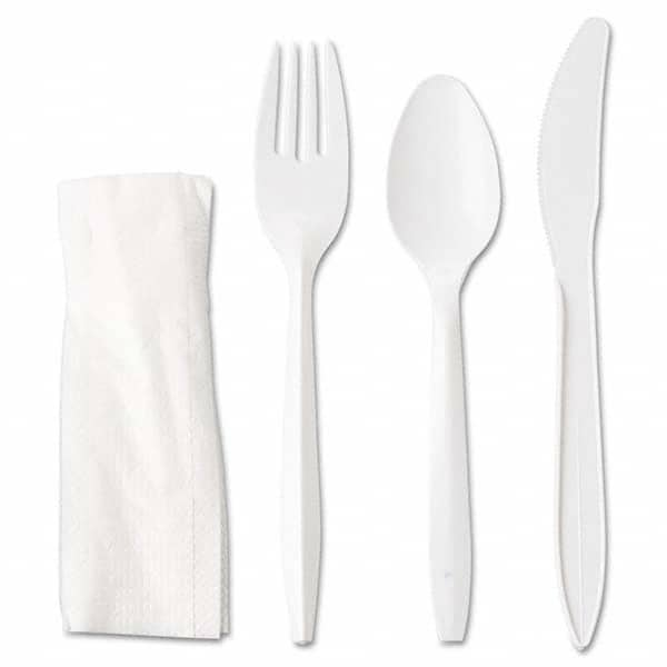 GEN - Wrapped Cutlery Kit, Fork/Knife/Spoon/Napkin, White, 250/Carton - Caliber Tooling