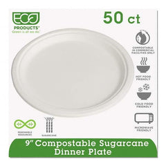 ECO PRODUCTS - Renewable & Compostable Sugarcane Plates, 9", 50/PK - Caliber Tooling