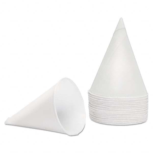 Konie - Rolled Rim, Poly Bagged Paper Cone Cups, 4.5 oz, White, 5000/Carton - Caliber Tooling