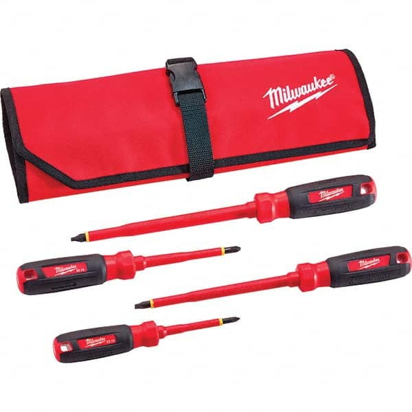 Milwaukee Tool - Screwdriver Sets Screwdriver Types Included: Insulated Slotted; Phillips Number of Pieces: 4 - Caliber Tooling