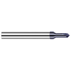 Harvey Tool - 3/64" Diam 90°/90° 2-Flute Single End Solid Carbide Chamfer Mill - Exact Industrial Supply