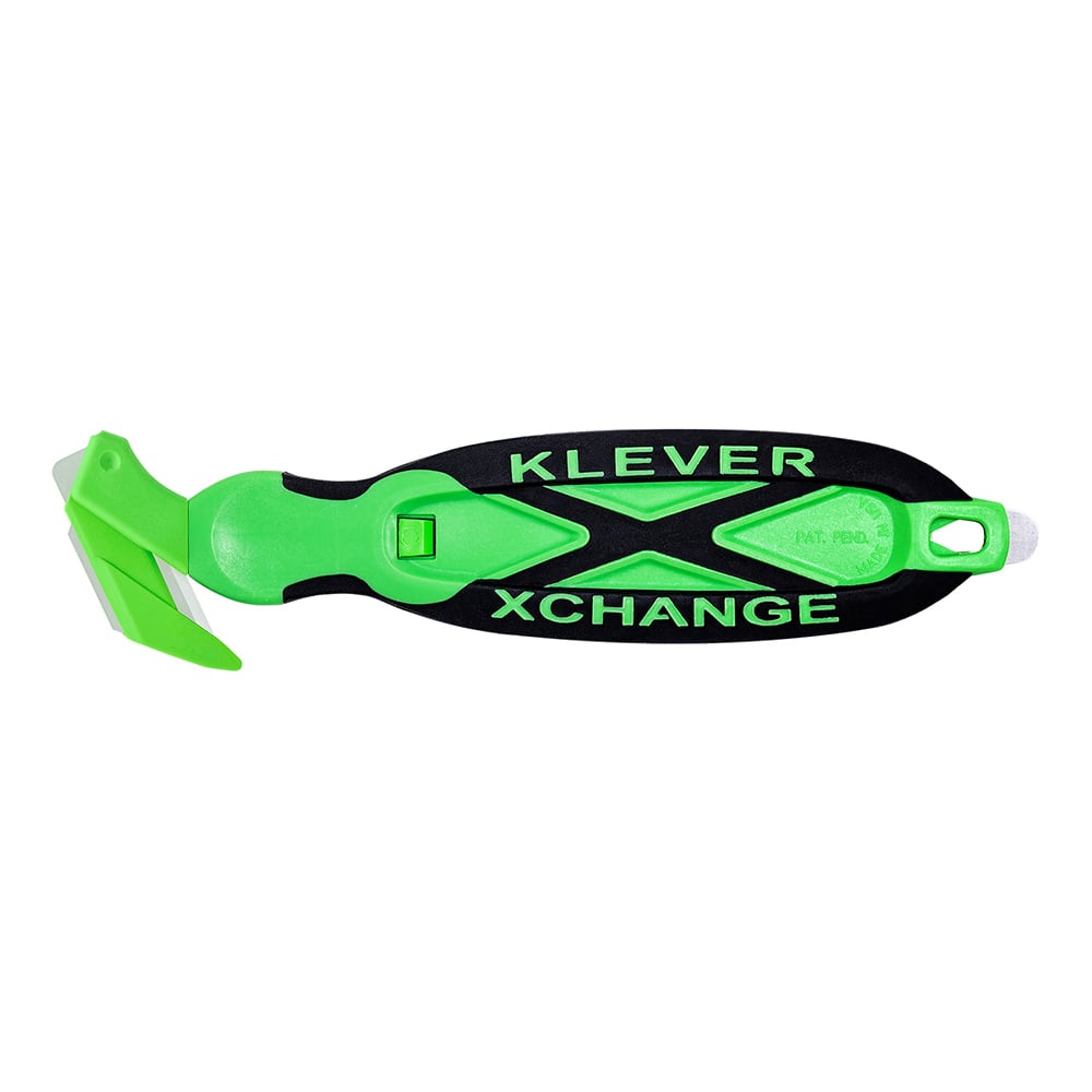 Klever Innovations - Utility Knives, Snap Blades & Box Cutters; Type: Safety Blade ; Blade Type: Concealed ; Number of Blades Included: 1 ; Number of Blades: 1 ; Handle Material: Plastic ; Color: Green - Exact Industrial Supply