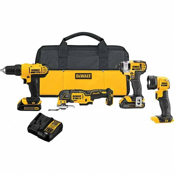 DeWALT - Cordless Tool Combination Kits Voltage: 20 Tools: 1/2" Drill/Driver; 1/4" Impact Driver; Work Light; Oscillating Multi-Tool - Caliber Tooling