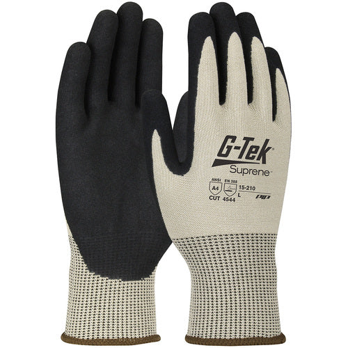 ‎15-210/XL Coated Gloves w/Polykor - G-Tek Suprene - Tan 13G Nano Shell - Nitrile MicroSurface Grip - A4