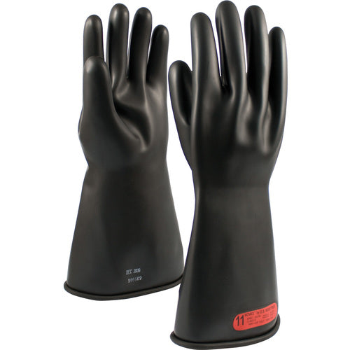 ‎150-0-14/12 - Novax - Natural Rubber Insulating Glove - Class 0 - 14″ - Black - Straight Cuff - Exact Industrial Supply