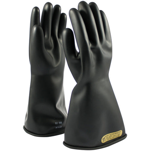 ‎150-00-14/12 - Novax - Natural Rubber Insulating Glove - Class 00 - 14″ - Black - Straight Cuff - Exact Industrial Supply