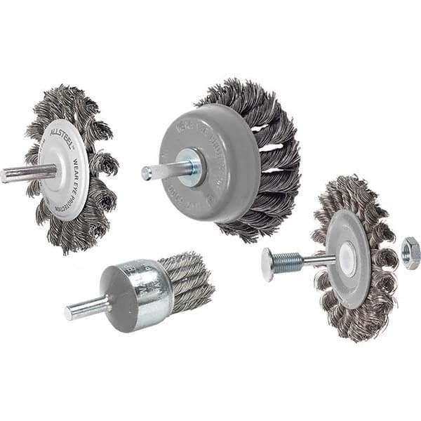 WALTER Surface Technologies - 4" OD, 3/8" Arbor Hole, Knotted Steel Wheel Brush - Caliber Tooling