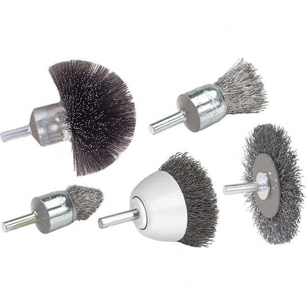 WALTER Surface Technologies - 3" OD, 1/4" Arbor Hole, Crimped Stainless Steel Wheel Brush - Caliber Tooling