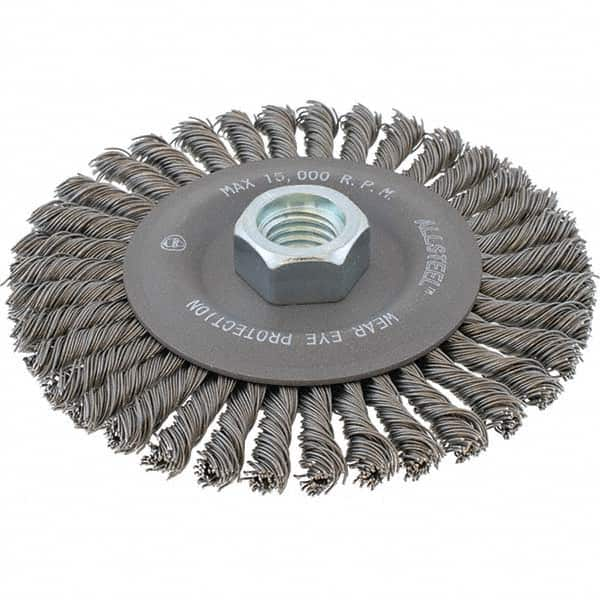 WALTER Surface Technologies - 6-7/8" OD, 5/8-11 Arbor Hole, Stringer Bead Steel Wheel Brush - Caliber Tooling