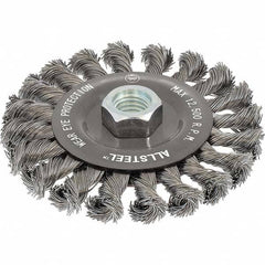 WALTER Surface Technologies - 5" OD, 5/8-11 Arbor Hole, Knotted Steel Wheel Brush - Caliber Tooling