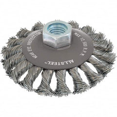 WALTER Surface Technologies - 5" OD, 5/8-11 Arbor Hole, Knotted Steel Wheel Brush - Caliber Tooling