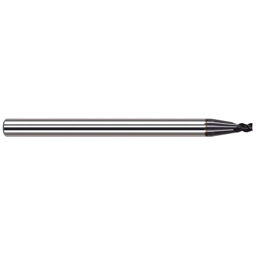 Corner Radius End Mill: 0.045″ Dia, 0.068″ LOC, 0.005″ Radius, 3 Flutes, Solid Carbide 1-1/2″ OAL, 1/8″ Shank Dia, 34 ° Helix, AlTiN Coated, Corner Radius End