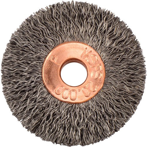 1-3/8″ Small Diameter Crimped Wire Wheel, .006″ Steel Fill, 1/4″ Arbor Hole - Caliber Tooling