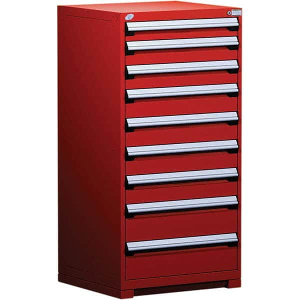 Rousseau Metal - 9 Drawer Flame Red Steel Modular Storage Cabinet - Caliber Tooling