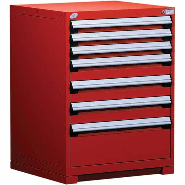 Rousseau Metal - 7 Drawer Flame Red Steel Modular Storage Cabinet - Caliber Tooling