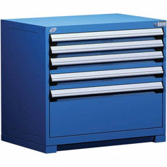 Rousseau Metal - 5 Drawer Avalanche Blue Steel Modular Storage Cabinet - Caliber Tooling